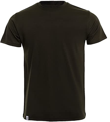 Merino Shirt - Thermounterhemd Kurzarm I Thermo Oberteil aus 100% Merinowolle I T-Shirt kurz für Wandern, Sport I Oliv, Größe M