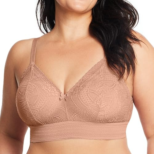 Glamorise Women's Luxe Lace Bralette Wirefree #7012 Full Coverage Bra (Pack of 1)