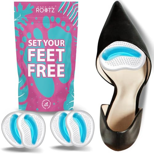4x Cuscinetti per avampiedi in gel di silicone morbido. Cuscinetti metatarsali adesivi per le scarpe. Trova sollievo da dolori, dai tacchi alti e scarpe scomode. 4 cuscinetti/2 paia
