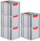 PROREGAL SuperSparSet 5x Eurobox NextGen Color | HxBxT 32x30x40cm | 30 Liter | Griffe rot geschlossen | Glatter Boden | Eurobehälter, Transportbox, Transportbehälter, Stapelbehälter