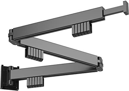 jackfru Wäscheständer Versenkbar, 2-fold/ 3-fold Wandmontierter Kleiderständer mit Haken, Platzsparend Kleiderhaken Ausziehbar Wandhaken für Balkon Schlafzimmer Badezimmer (115CM mit 18 Haken)