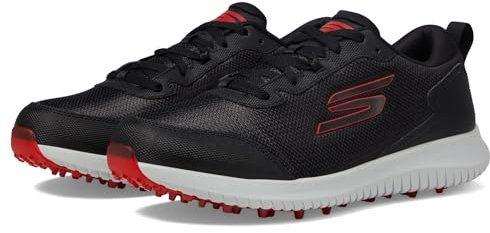 Skechers Men's GO Golf MAX Fairway 4 Sneaker, Black Synthetic/Textile/Red Trim, 9 UK