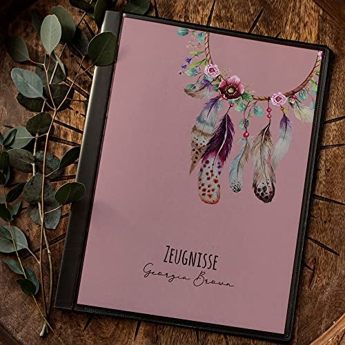 Zeugnismappe Hülle A4 Traumfänger versch. Farben personalisierbar Schulanfang Schulanfänger Einschulung Wunschname zm32 - ausgewählte Größe: *Zeugnismappe 10 Folien*