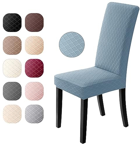 Eozakavod Coprisedie con Schienale 2 Pezzi Bi-Elastico Moderno Coprisedia Elasticizzato spandex Coprisedia Copertura della Sedia Lavabile Estraibile Coprisedia Sala da Pranzo(Jacquard-Blu, Set di 2)