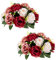 BLOSMON Blumenstrauß Blumengestecke Künstlich Deko Rose 2 Pcs Burgund Creme weiß Künstliche Blumenstrauss Blumen Tischdekoration Blumenkugel Valentinstag Rosenstrauss for Hochzeit Muttertagsgeschenk