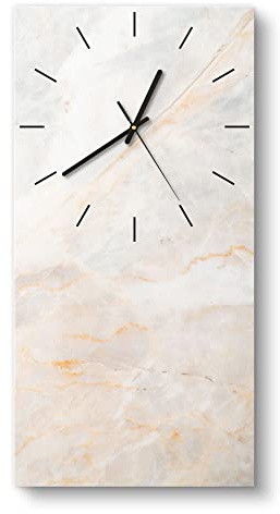 DEQORI Glasuhr | vertikal 30x60 cm | Motiv Marmorsteinstruktur | große XXL Design Uhr aus Glas | leise Wanduhr für Wohnzimmer & Küche | moderne Hingucker Uhr für die Wand