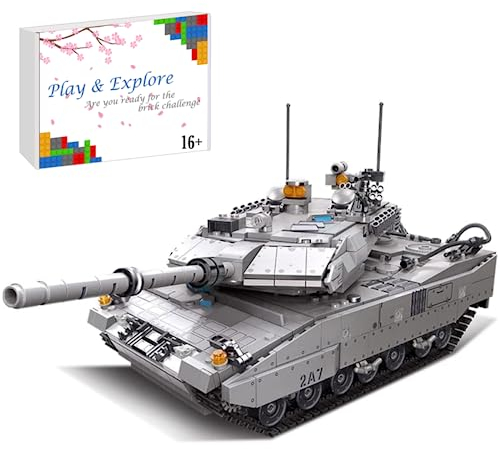 FULHOLPE Technik Panzer Bausteine, 1498 Teile Militär Leopard 2A7 Panzer Modellbausatz, Klemmbausteine Tank Modell Baustein Tank Bauset Konstruktionspielzeug Kompatibel mit Großen Marken