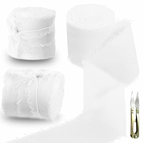 Geschenkband Schleifenband Chiffonband Seidenband mit Fransen Chiffon Bänder Handgemachtes Ausgefranstes für Geschenkverpackung Hochzeit Blumenstrauß Dekoration