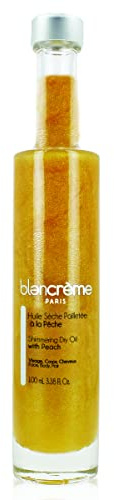 Blancrème - Schimmerndes Trockenöl 98% natürlich 3 in 1 hydratisiert Gesicht, Körper und Haare - Nicht fettende Textur - Duft Pfirsich