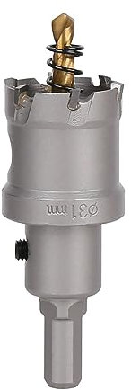 Vearter 31mm Scie Cloche en Métal, Carbure Tungstène Coupeur TCT Trou avec Foret de Centrage, pour Acier Inoxydable, Alliage, Cuivre, Fer, Plastique, Fibre de Verre