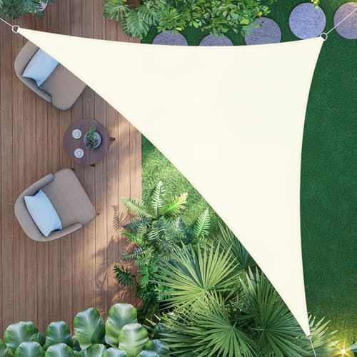 AXT SHADE Toldo Vela de Sombra Impermeable Triangular 3x3x4,25m Protección Rayos UV para Terraza Exterior Patio Jardín-Crema