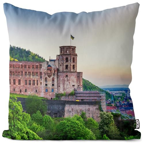 VOID Heidelberger Schloss Kissenbezug Kissenhülle Deko Polyester Dekoration Garten Dekokissen, Kissen Größe:40 x 40 cm