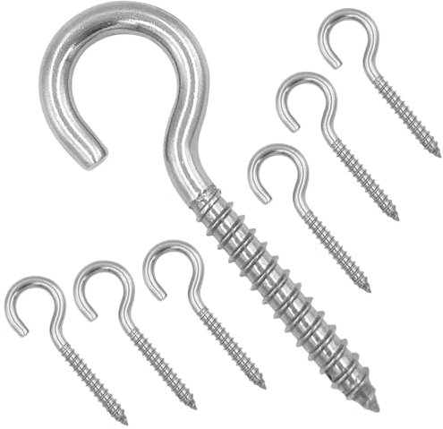 ZUSFUL 3.2 Inches 304 Stainless Steel Screw Eyes 6 Pack,Heavy Duty Screw in Hooks for Hammock Stand, Indoor Ceiling&Outdoor