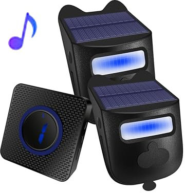 Alarmas de entrada inalámbricas para exteriores, resistente a la intemperie, sensor de movimiento inalámbrico HoneTeek y alarma detectora para exteriores, alarma solar de 600 pies, sistema de alerta