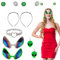 TGFIX 6 Stück Alien Kostüm Halloween Alien Space Kostüm mit Alien Haarreifen Martian Antenne Stirnband Alien Brille Alien Ohrringe Alien Kostüm Zubehör für Erwachsene Kinder Halloween Karneval