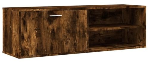 vidaXL Smoked Oak Engineered Wood TV Cabinet Stand - Media Unit with Ample Storage for Living Room, Durable and Moisture Resistant