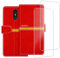 ESACMOT Handyhülle Kompatibel mit LG Q7 + [2 Pack] Displayschutzfolie Glasfolie, Premium Leder Magnet Schutzhülle Cover für LG Q7 Plus (5,5 Zoll) Rot