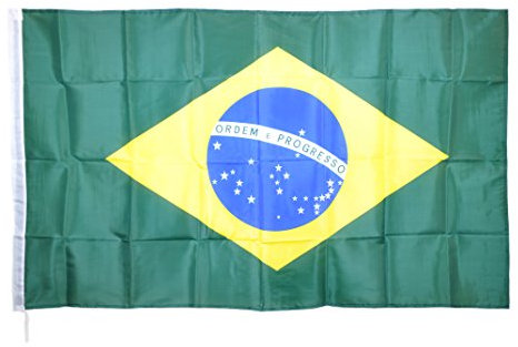 Bandiera Nazionale Brasile di cm 90x150 in Poliestere Con Asola Portabastone Bandeira Do Brasil Selecao Verdeouro