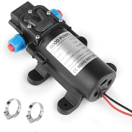 SWAWIS Bomba de Agua 12V Autocebante 6L/Min 100PSI 6,9Bar Bombas de Presion de Agua Bomba de Agua con Presostato Bomba de Agua Pequeña Bomba de Alta Presión Para Caravanas Barcos Jardín