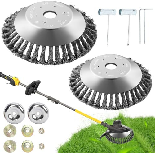 Sunshine smile Unkrautbürste für Freischneider Stahlbürste,Unkrautbuerste,Unkrautbürste Profi Wildkraut Fugenbürste,Kegelbürste für Garten,Unkrauttrimmer Motorsense Freischneider Rundbürste (A)