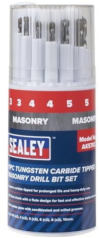 Sealey Tungsten Carbide Tipped Masonry Drill Bit Set 11pc - AK5702