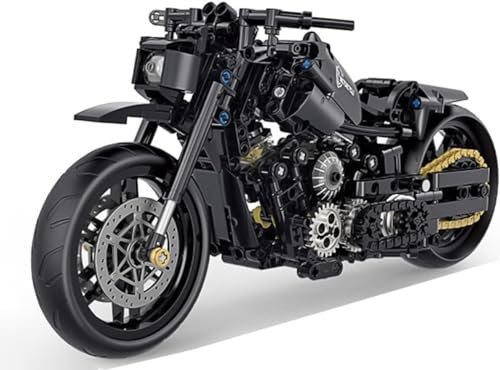 Technik Motorrad Bausteine für Harley-Davidson, 586 Klemmbausteine Motorrad Modellbausatz, MOC Supermotorrad Bausatz Geschenke Spielzeug für Erwachsene Kinder