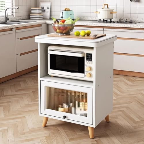 Meuble Cuisine Rangement Bas Armoire de Rangement Cuisine Colonne, Étagère de Rangement À 3 Niveaux, Meuble Cuisine Rangement pour Four À Micro-Ondes(White,40cm)