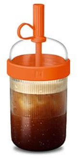 Nespresso Nomad Tumbler Mandarin - 540 ml, Tritan, Silikon, Polyethylen, Auslaufsicher, Vakuumisoliert, Modern, Clear, Wiederverwendbar, Zylindrisch, Reise, Kaltgetränke, Becher, Trinkbecher