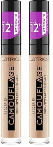 Catrice Liquid Camouflage High Coverage Concealer, Nr. 020, Nude, langanhaltend, für trockene Haut, für unreine Haut, für Mischhaut, vegan, ölfrei, wasserfest, ohne Alkohol, 2er Pack (5ml)