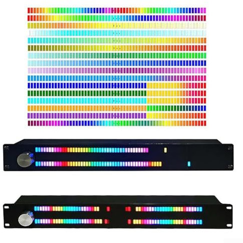 ChicBosomn Indicatore di spettro musicale a LED, indicatore di livello VU Meter Analizzatore LED a colori 19 colori 1.5U Indicatori di visualizzazione dello spettro