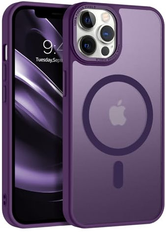 VENINGO Magnetica Cover per iPhone 12/12 Pro Custodia Compatibile con MagSafe Cover Traslucida Opaca Silicone Tpu Anti Impronte Digitali Custodia per iPhone 12/12 Pro 6,1 Pollice Scuro Viola