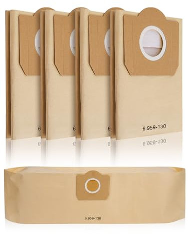 5 Stück Staubsaugerbeutel für Kärcher WD3 WD2, Wiederverwendbar Beutel, WD3200, WD3500P, A2204, A2534, SE4001. KFI 487 6.959-130.0 Vliesfilterbeutel
