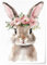 GRAZDesign Bügelbilder für Textilien - Süßer Osterhase mit Blumenkranz | Aufbügelbilder für Kleidung | Perfekt als kleine Ostergeschenke