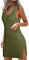 2025 - Traje de baño sólido para mujer, cubiertas de verano, crochet ahuecado de punto, traje de baño, vestidos de playa patrón de costura vestido de mujer, verde, S