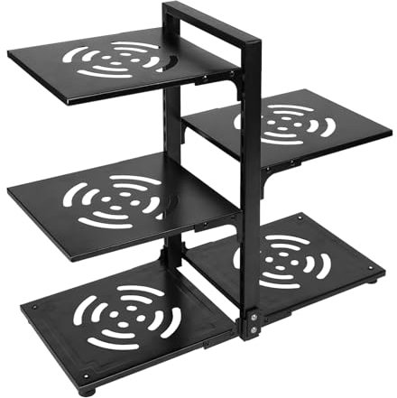 CROWNSHOP Pots and Pans Organiser Rack Adjustable Non-slip Dividers Pan Organiser for Cupboard Saucepan Storage Organizer Rack for Kitchen Counter Cabinet (5-Tier)