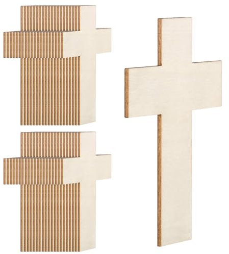40 Stück Holzkreuz zum Bemalen, 11x7cm Kreuz zum Bemalen & Gestalten, Natürliche Holz Kreuz Holzscheiben für Dekorieren, Geschenk & Decoupage Blanko, Malerei DIY Bastelsets für Familie