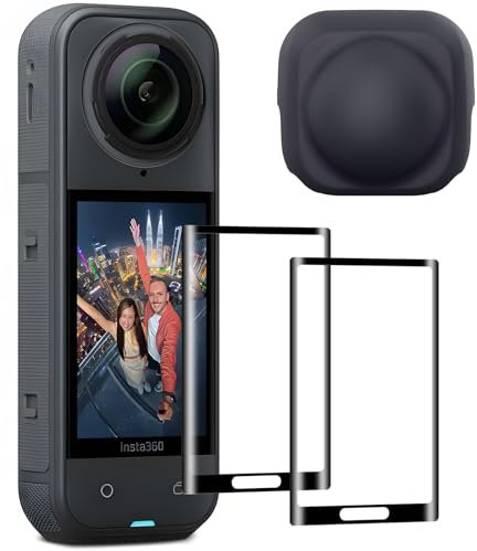 TQLGY Screen Protector and Lens Cap for Insta 360 X5 Accessories, Insta 360 X5 Screen Tempered Glass Film and Silicone Lens Guards Protective Case Bundle Kit, Ultra HD, 9H Hardness, Scratch Resistant