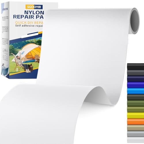 10x200cm Selbstklebend Flicken Reparaturset, Weiß Flicken Daunenjacke Selbstklebend, Wasserdichte Nylon Flicken Selbstklebender Stoff Reparaturflicken für Zelte, Daunenjacke, Tasche