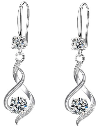 Damen Ohrringe Silber 925 Hängend Herz Zirkon Mondstein Schmuck Ohringe Aus 925 Sterling Silber Geschenke für Frauen Mama Frauen Beste Freundin Geburtstag