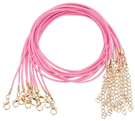QUARKZMAN 20 Pezzi Filo Per Collana In Cera All'ingrosso, 18 Pollici E 1.5mm Di Diametro Cordino Per Collana Con Chiusura Per Ciondoli, Braccialetti, Collane, Accessori, Rosa Rosso | Filo per collana con chiusura per ciondoli, bracciali, collane, rosa rossa, 20 pezzi