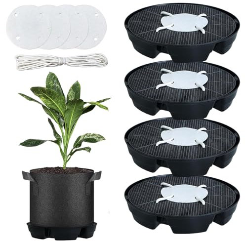 Selbstbewässernde Stofftopf Untersetzer, Untersetzer Pflanzkübel Selbstbewässerung, Pflanzenuntersetzer, Automatische 4-teilige Bewässerungshilfen, Gartenbedarf Für Garten Balkon Blumen Gewächshaus