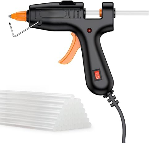 Pistolet à Colle Chaude, 60W Pistolet Colle Chaude avec 30PCS 7 mm x 120 mm Bâtons Pistolets à Colle Électriques Anti Écoulement pour Réparation Artisanat DIY Maison Bricolage (Noir)