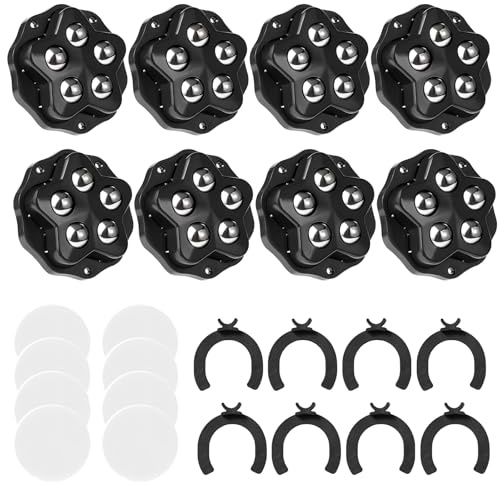 kugelrollen, 8 Stück Rollen mit je 5 Kugeln, 300KG Belastbarkeit, mit Kleber und Schrauben. Universal 360 mobiles Rad für den Transport von Möbeln, Waren Möbel-Rollen (Schwarz: 8er-Pack)