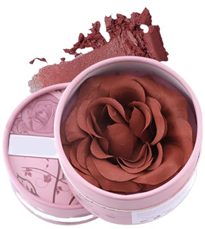 Rose Petal Blush – 3D-Highlighter Mit Natürlicher Pigmentierung, Kompaktes Blumen-Make-up, Leichtes Kosmetikpuder, Glättet Die Duftformel Mit Strahlendem Glanz | Blumen-Gesichts-Highlighter Für Die Br
