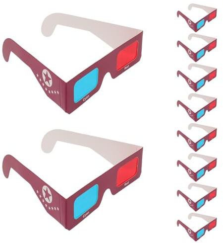 OATIPHO 10pcs Paper Cardboard Glasses for Movie Viewing Stereoscopic Viewing Lenses for Comic Books and Stem Classroom Experiments