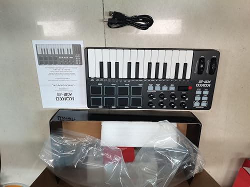 Aumotop Professioneller MIDI-Keyboard-Controller mit 25 Tasten für die Musikproduktion mit Vielseitigen Funktionen für DAW-Software und Drum-Pad, USB-Stromversorgung, Ideal Musikbegeisterte und