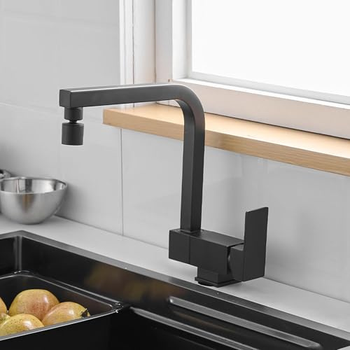 Robinet Cuisine Rabattable sous Fenetre Mitigeur Cuisine Pivotant Eau Froide et Chaude Laiton-Noir