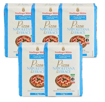 Bielmeier Frießinger Mühle Pizzamehl Verace Napoletana 5×1 kg – AVPN‑zertifiziertes Pizzamehl Typ 00 für originale neapolitanische Pizza, luftiger Teig & knuspriger Rand, Vorratspackung