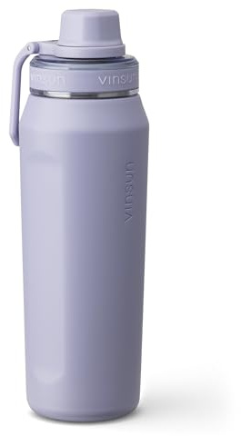 Vinsun Trinkflasche Edelstahl lila 750ml - doppelwandig isoliert, leicht | Edelstahl Sport Flasche Outdoor, Schule, Gym - auslaufsicher, Kohlensäure geeignet, Thermosflasche für heiß und kalt