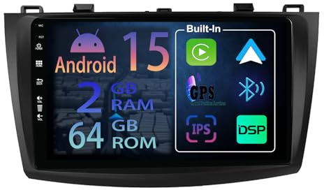 【2+64GB】 9 Pollici Android 15 Autoradio per Mazda 3 2009-2013 Radio Carplay Stereo Wireless In-dash Car Play GPS Auto Navi Screen Bluetooth Navigatore Player Touchscreen Tocco FM SWC RDS DSP